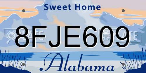 8FJE609 Alabama License Plate