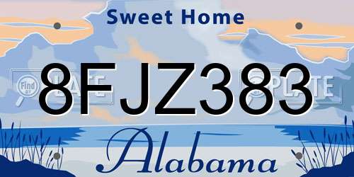 8FJZ383 Alabama License Plate