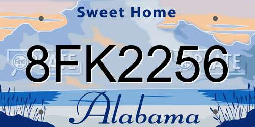 8FK2256 Alabama License Plate