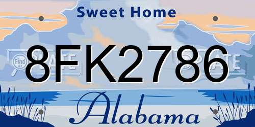 8FK2786 Alabama License Plate
