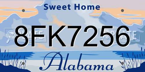 8FK7256 Alabama License Plate