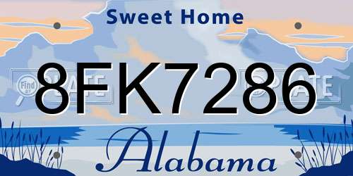 8FK7286 Alabama License Plate