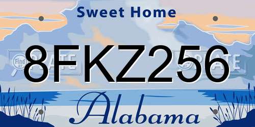 8FKZ256 Alabama License Plate
