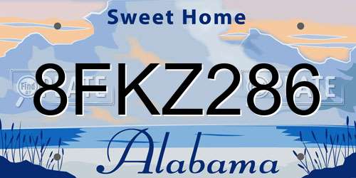 8FKZ286 Alabama License Plate
