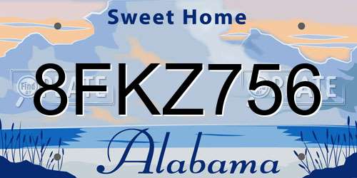 8FKZ756 Alabama License Plate