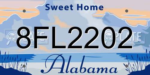8FL2202 Alabama License Plate