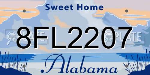 8FL2207 Alabama License Plate