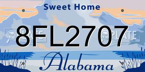 8FL2707 Alabama License Plate