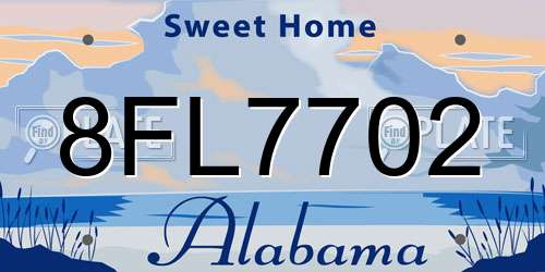 8FL7702 Alabama License Plate