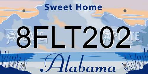 8FLT202 Alabama License Plate