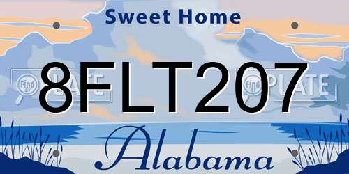 8FLT207 Alabama License Plate