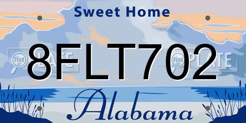 8FLT702 Alabama License Plate