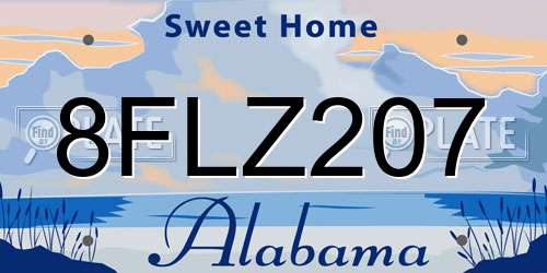 8FLZ207 Alabama License Plate