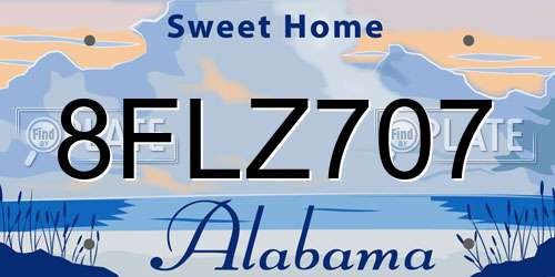 8FLZ707 Alabama License Plate