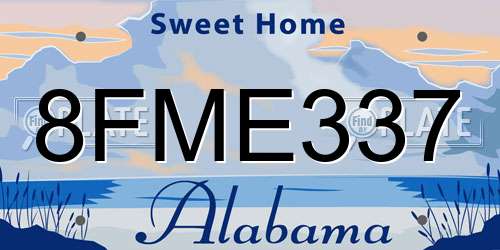 8FME337 Alabama License Plate