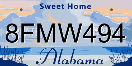 8FMW494 Alabama License Plate