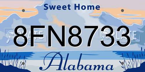 8FN8733 Alabama License Plate