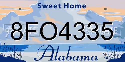 8FO4335 Alabama License Plate