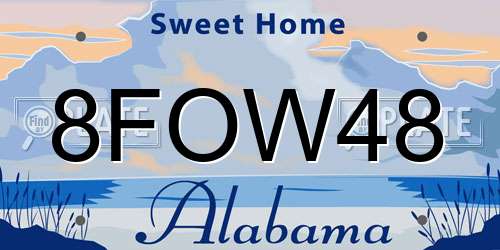 8FOW48 Alabama License Plate