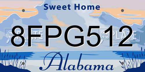 8FPG512 Alabama License Plate