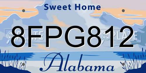8FPG812 Alabama License Plate