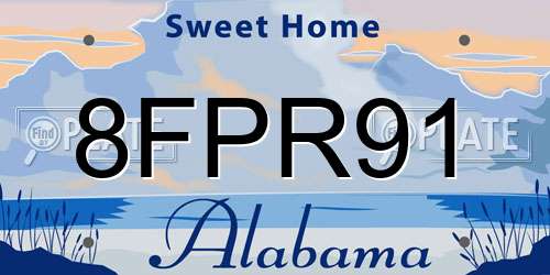8FPR91 Alabama License Plate