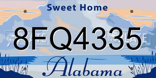8FQ4335 Alabama License Plate