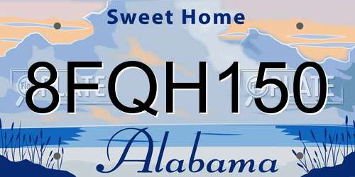 8FQH150 Alabama License Plate