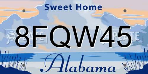8FQW45 Alabama License Plate