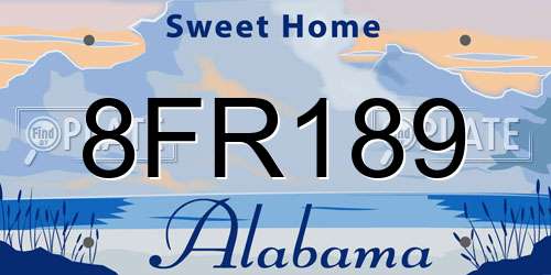 8FR189 Alabama License Plate