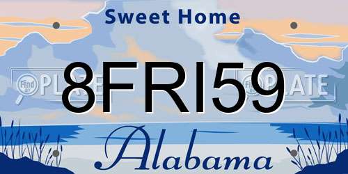 8FRI59 Alabama License Plate