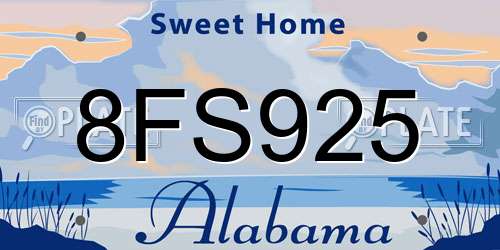 8FS925 Alabama License Plate