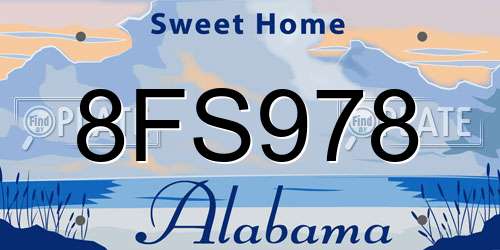 8FS978 Alabama License Plate