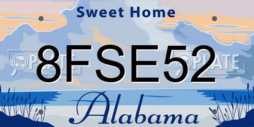 8FSE52 Alabama License Plate