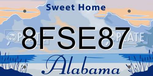 8FSE87 Alabama License Plate