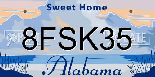 8FSK35 Alabama License Plate