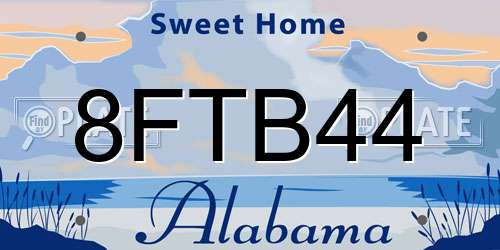 8FTB44 Alabama License Plate