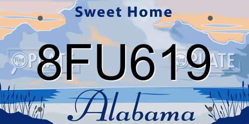 8FU619 Alabama License Plate