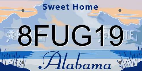 8FUG19 Alabama License Plate