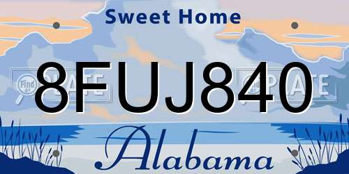 8FUJ840 Alabama License Plate