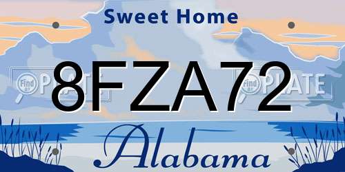 8FZA72 Alabama License Plate