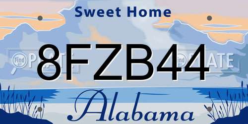 8FZB44 Alabama License Plate