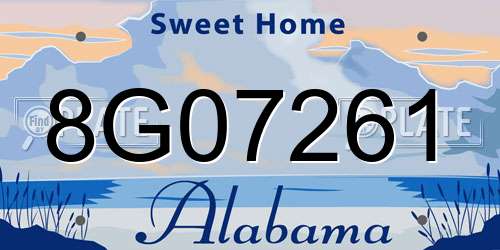 8G07261 Alabama License Plate