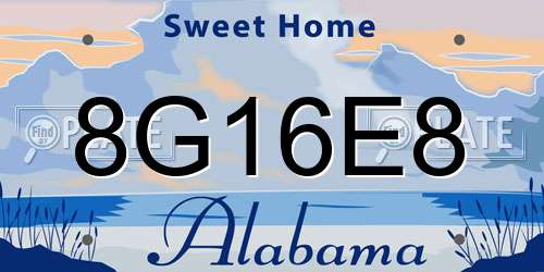 8G16E8 Alabama License Plate
