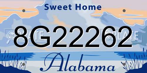 8G22262 Alabama License Plate