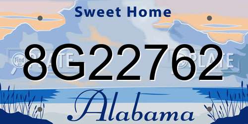 8G22762 Alabama License Plate