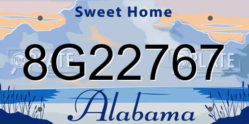 8G22767 Alabama License Plate
