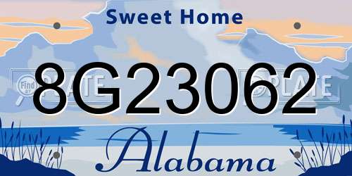 8G23062 Alabama License Plate