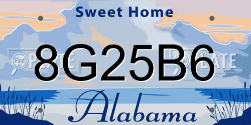 8G25B6 Alabama License Plate