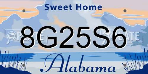 8G25S6 Alabama License Plate